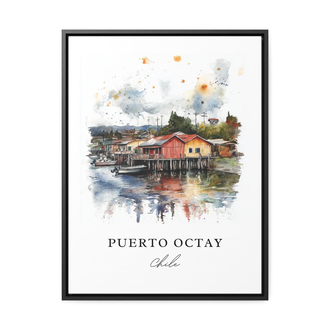 Puerto Octay Wall Art Print Watercolor Chile Gift Travel Poster Housewarming - Image 2