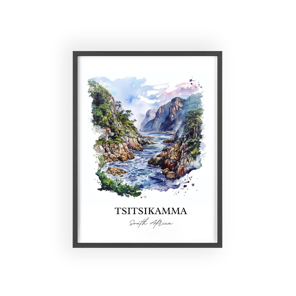 Tsitsikamma South Africa Watercolor Coastal Cliffs Travel Poster