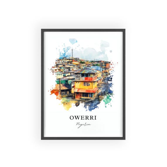 Owerri Nigeria Wall Art Imo State Print Watercolor Gift Travel Poster Housewarming