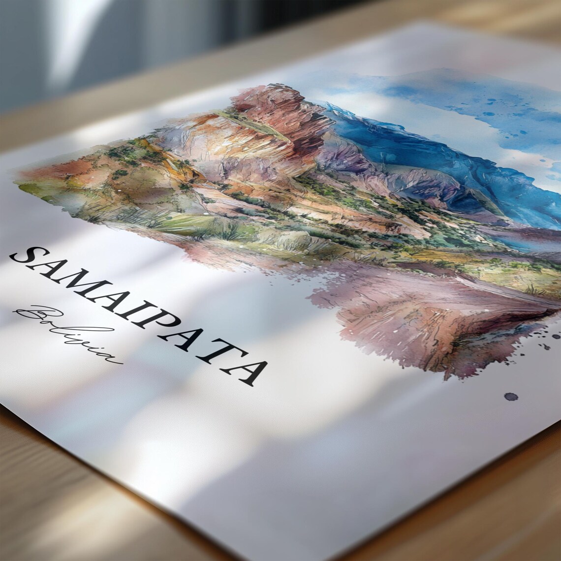 Samaipata Bolivia Watercolor Canyon Mountain Landscape Poster - Image 6
