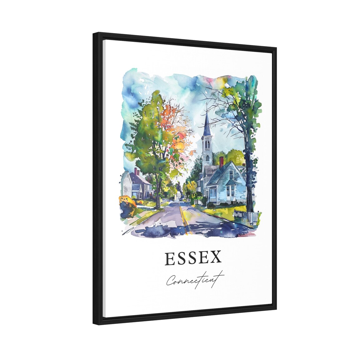 Essex Connecticut New England Village Street Watercolor Poster - Image 2