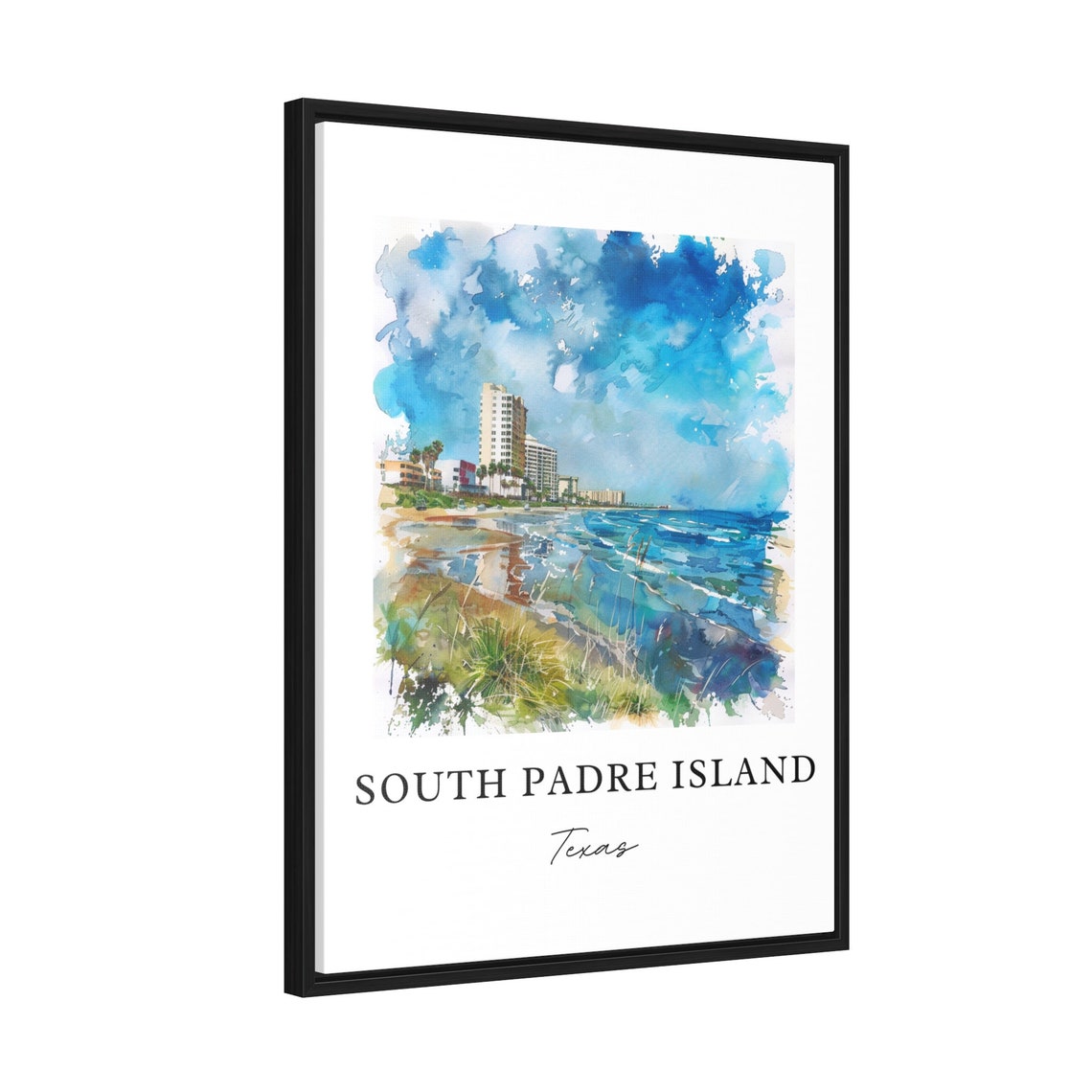 South Padre Island Texas Beachfront Hotels Ocean Watercolor Poster - Image 2