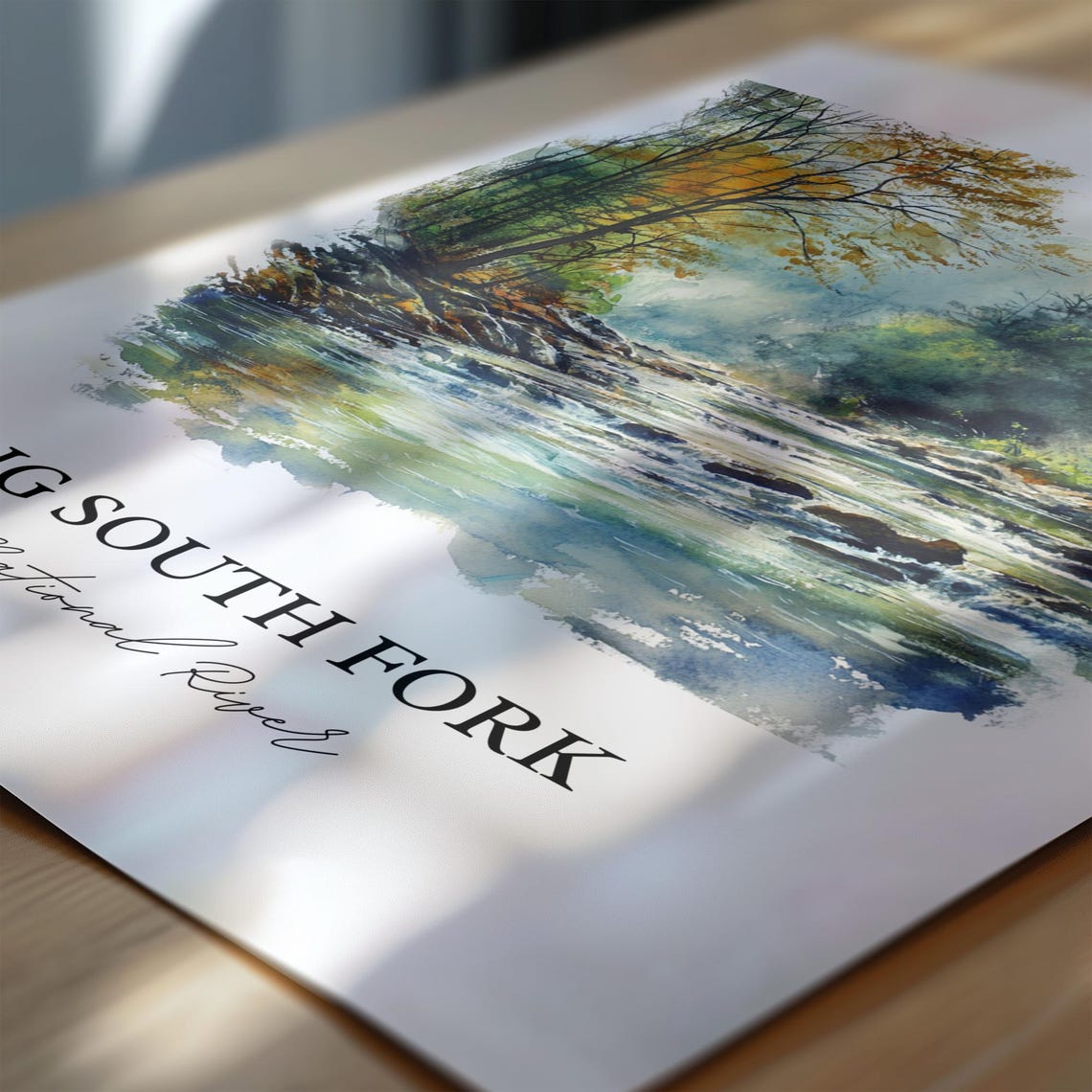 Big South Fork National River Autumn Forest Stream Watercolor Poster - Image 6
