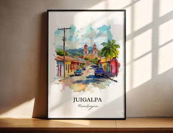 Juigalpa Wall Art Nicaragua Print Watercolor Gift Travel Poster Housewarming