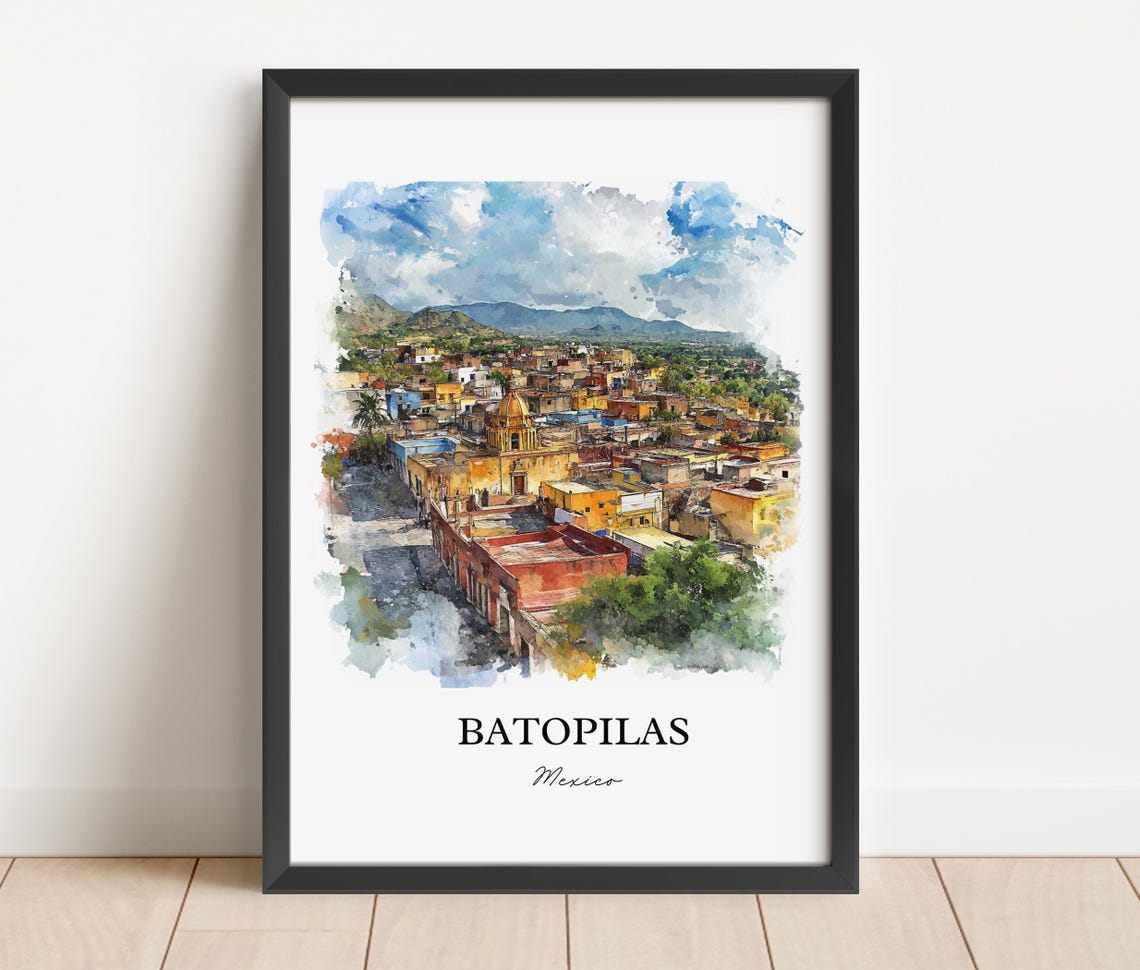 Batopilas Mexico Copper Canyon Village Watercolor Travel Poster - Image 4