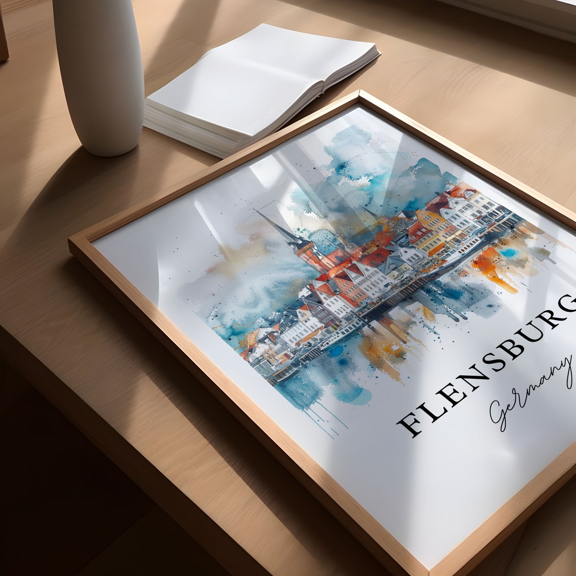Flensburg Germany Watercolor Travel Poster, Art Print - Image 5