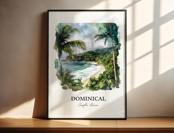 Dominical Wall Art Puntarenas Print Costa Rica Watercolor Gift Travel Poster Housewarming