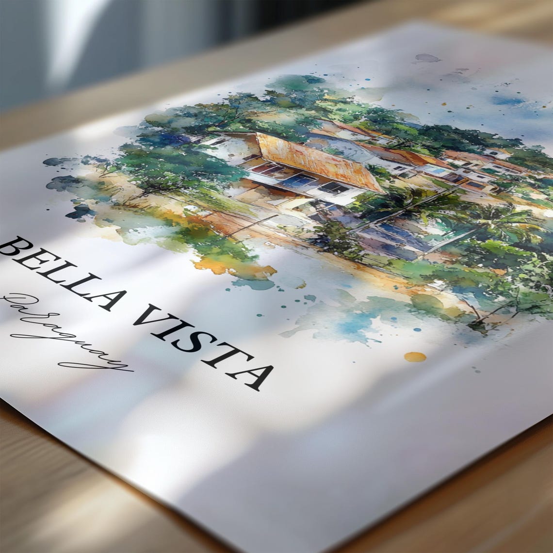 Bella Vista Paraguay Wall Art Print Watercolor Gift Travel Poster Housewarming - Image 2