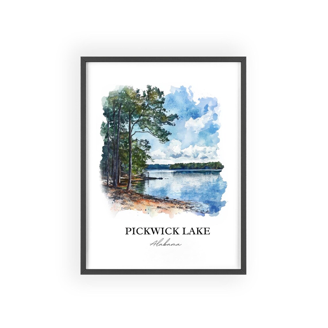 Pickwick Lake Alabama Tree Framed Bay Watercolor Travel Poster - Image 2
