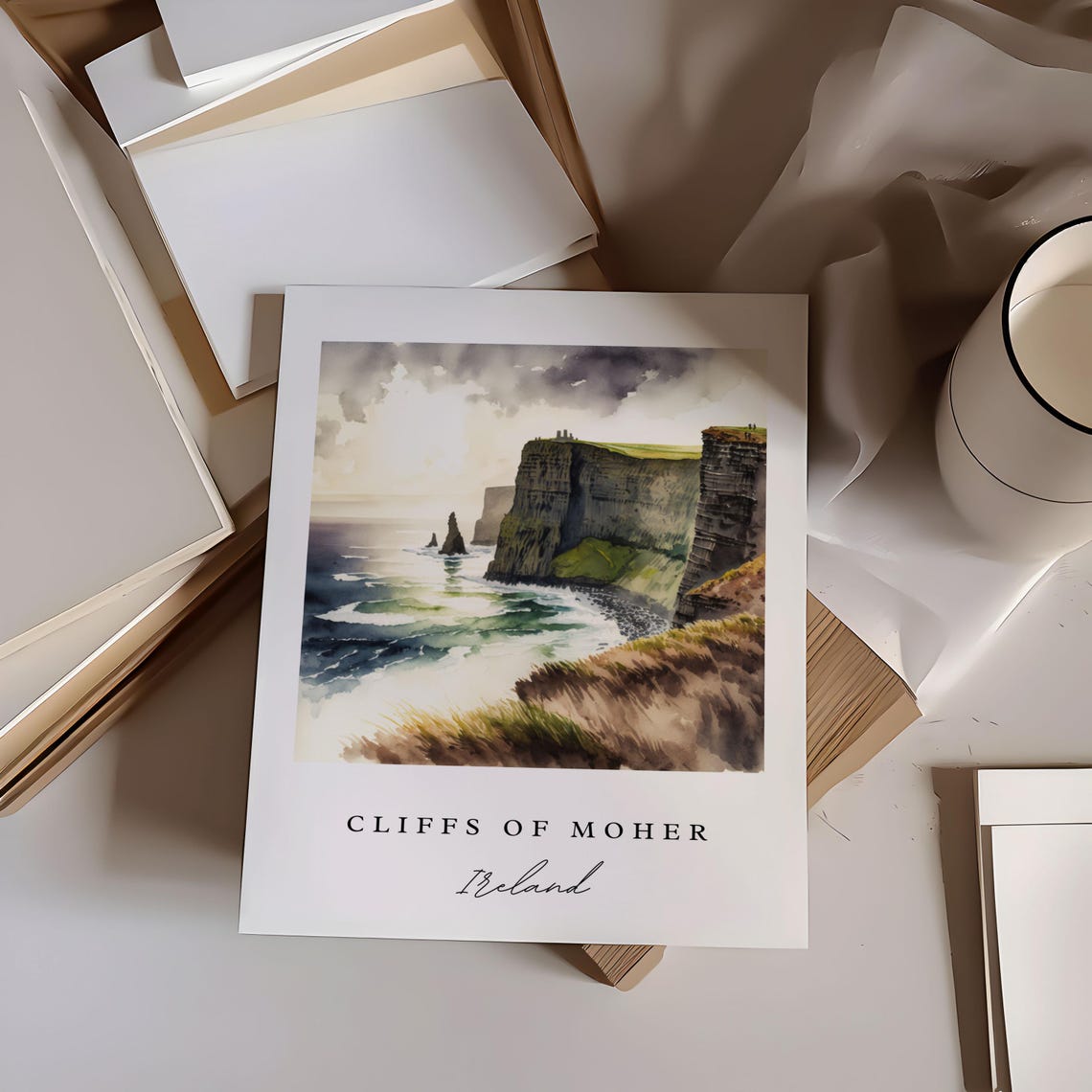 Cliffs Of Moher Ireland Watercolor Travel Poster - Image 6