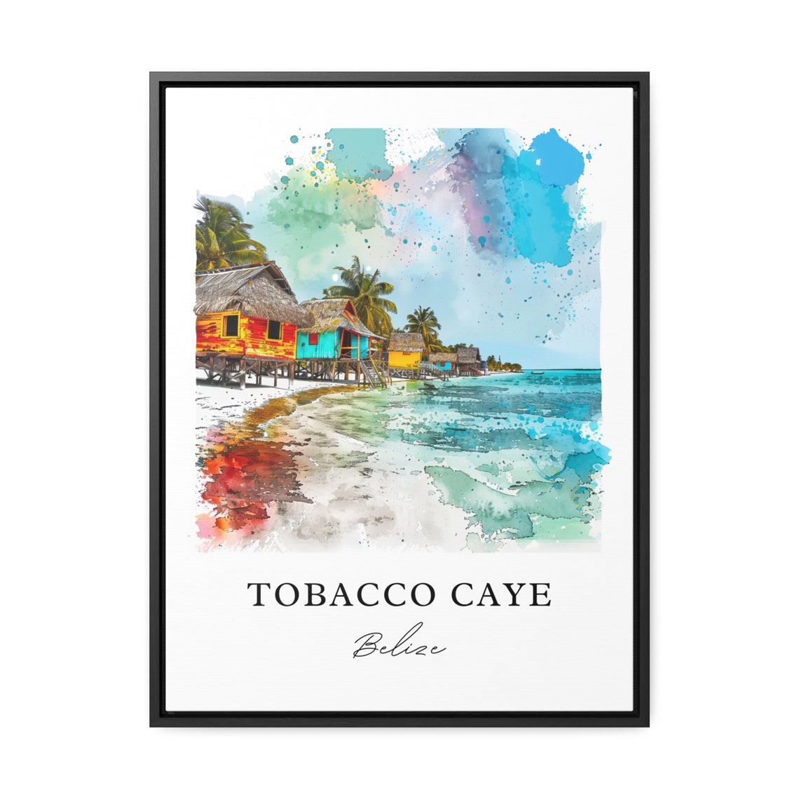Tobacco Caye Wall Art Print Watercolor Belize Gift Travel Poster Housewarming - Image 3