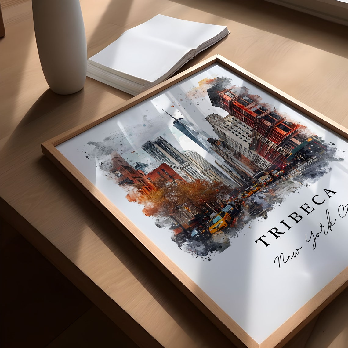 Tribeca New York City Downtown Skyline Watercolor Street Poster - Image 5
