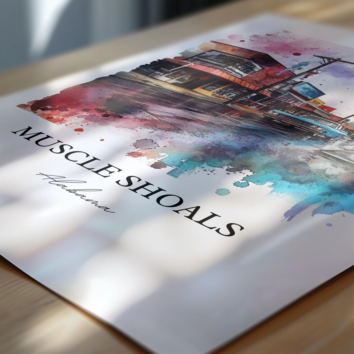 Muscle Shoals, Alabama Watercolor Travel Poster - Image 4