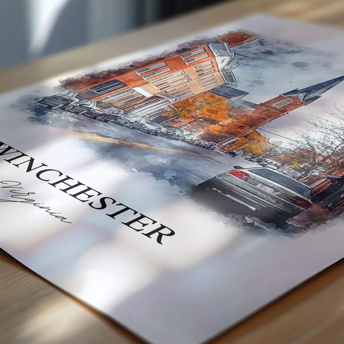 Winchester Virginia Historic Downtown Street Scene Watercolor Poster - Image 6