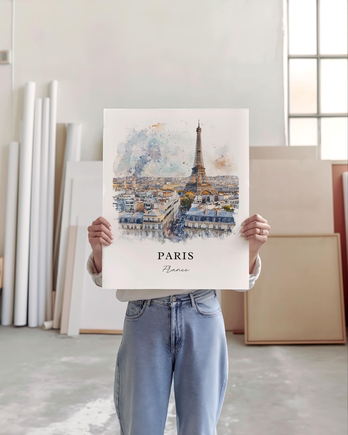 Paris Skyline Watercolor Art Print, Travel Poster - Image 3