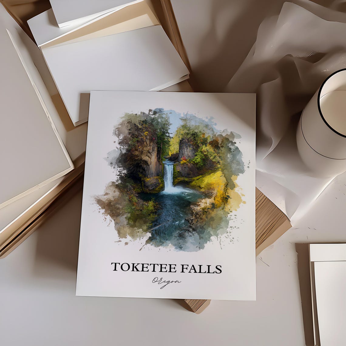 Scenic Toketee Falls Oregon Columnar Basalt Waterfall Poster - Image 4
