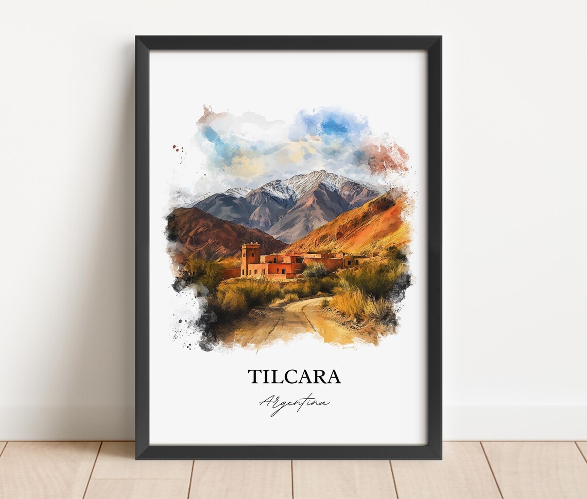 Tilcara Argentina Andean Village Watercolor Mountain Scene Poster - Image 4