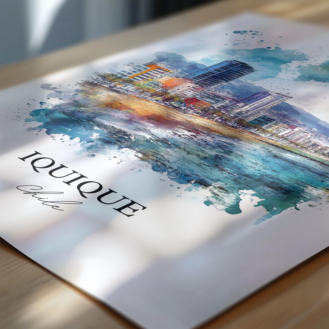 Iquique Chile Watercolor Beach Towers Pacific Coastline Poster - Image 6