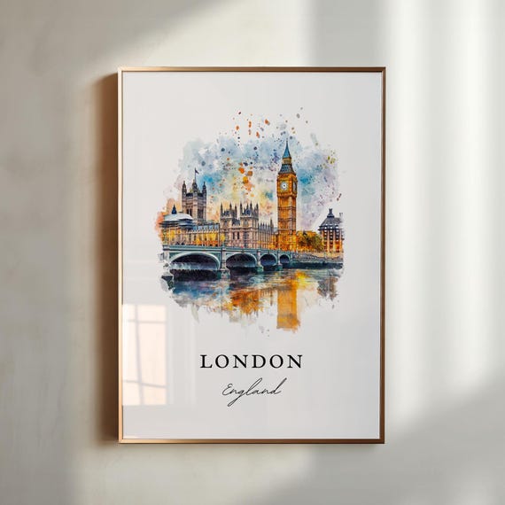 London England Big Ben Watercolor Travel Poster