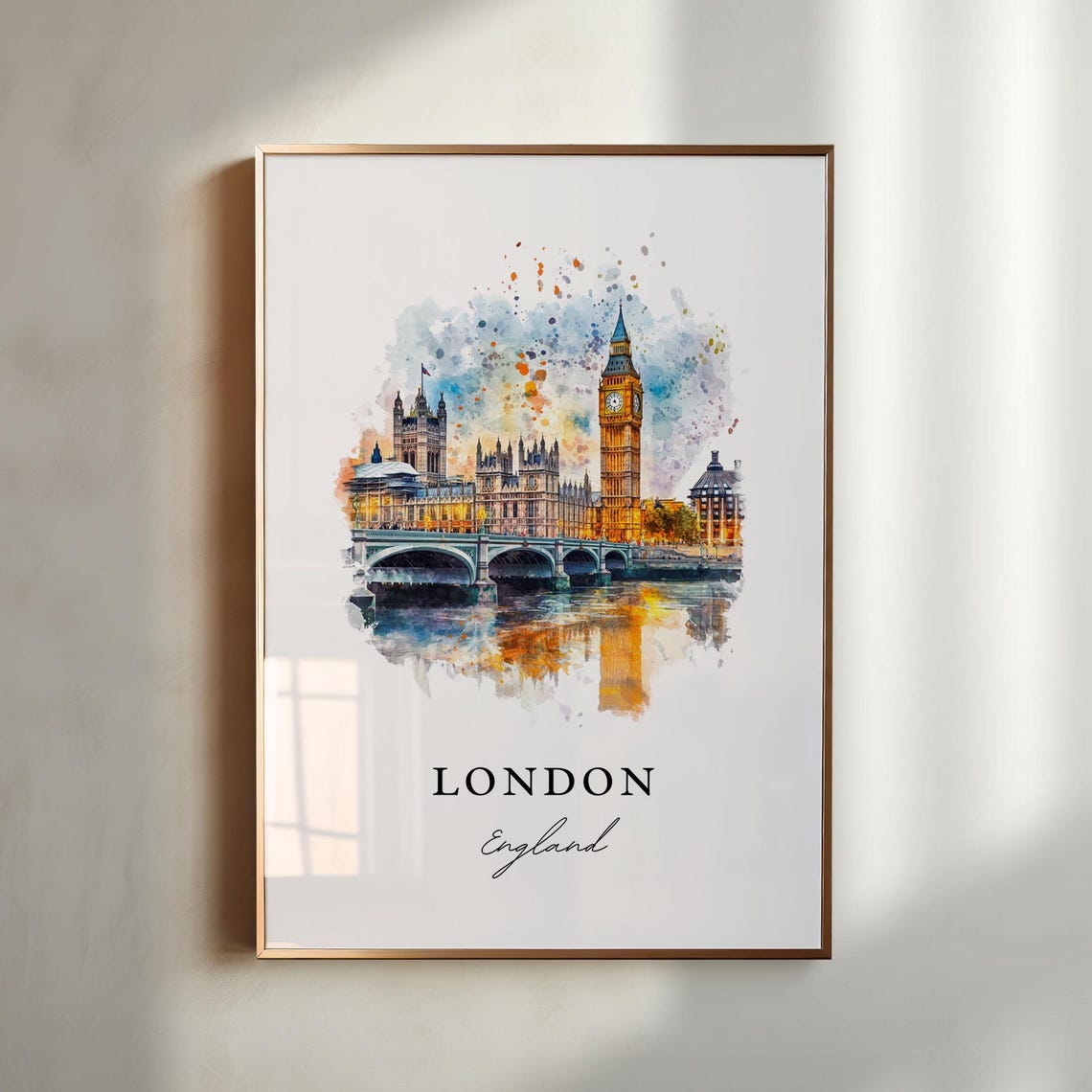 London England Big Ben Watercolor Travel Poster