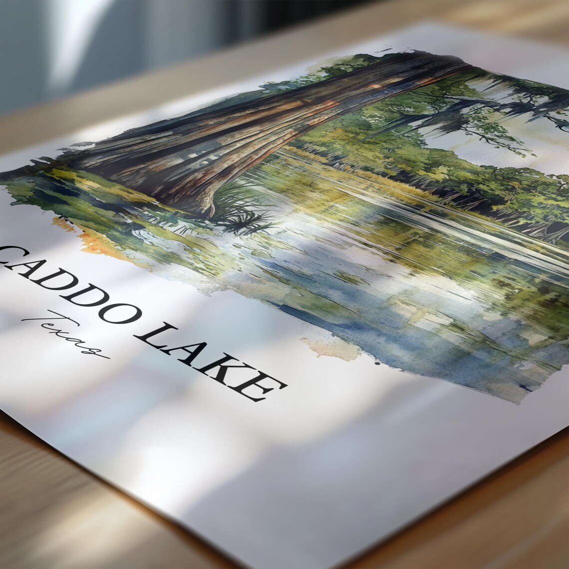 Caddo Lake Texas Watercolor Cypress Swamp Spanish Moss Scene Poster - Image 6