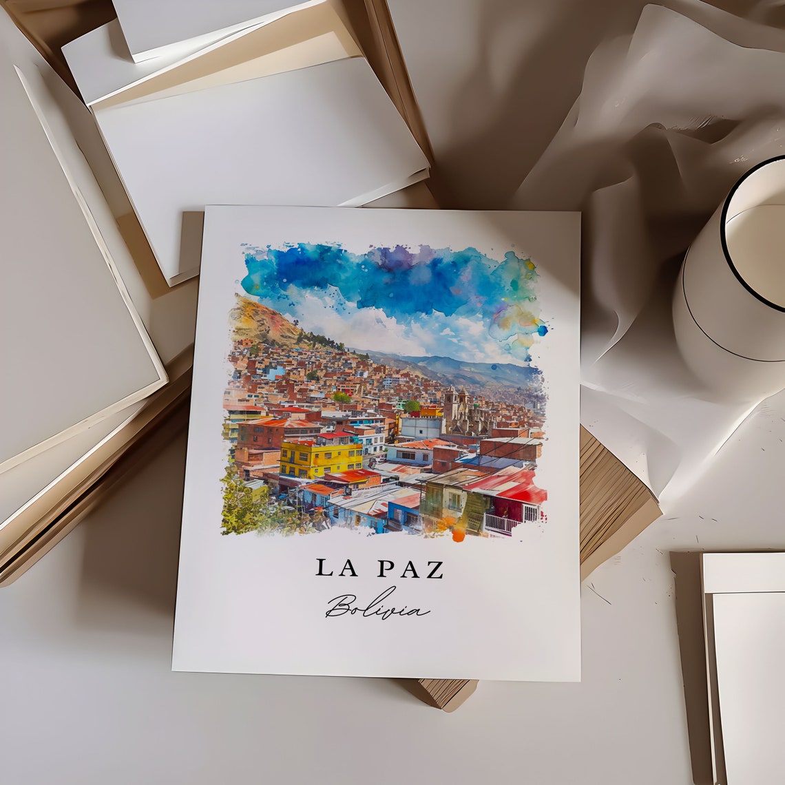 La Paz Bolivia Wall Art Print Wedding Gift Birthday Present Custom Text Perfect - Image 6