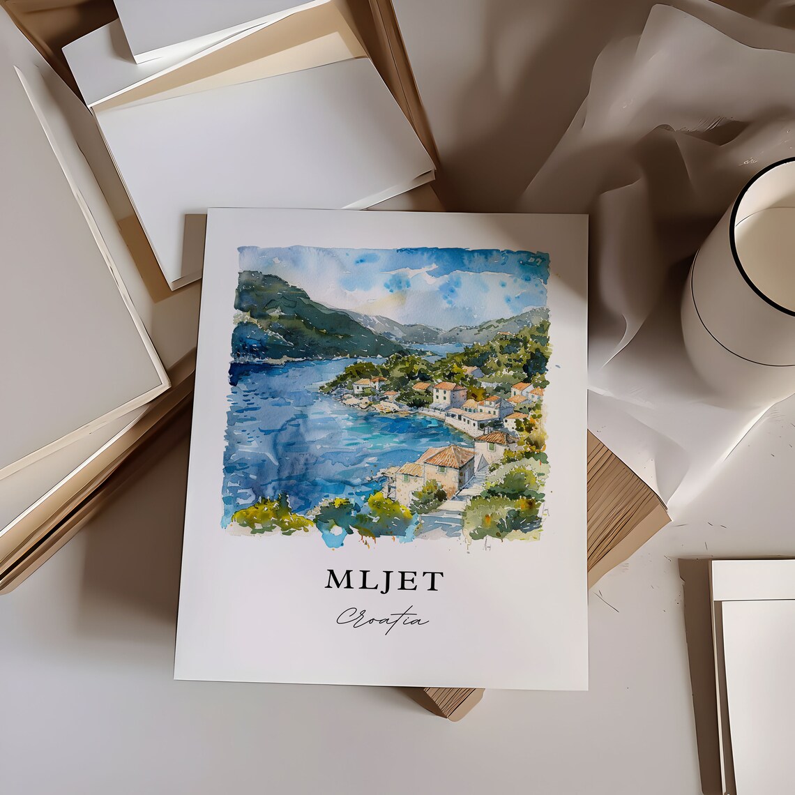 Mljet Croatia Island Bay Village Watercolor Adriatic Travel Poster - Image 6