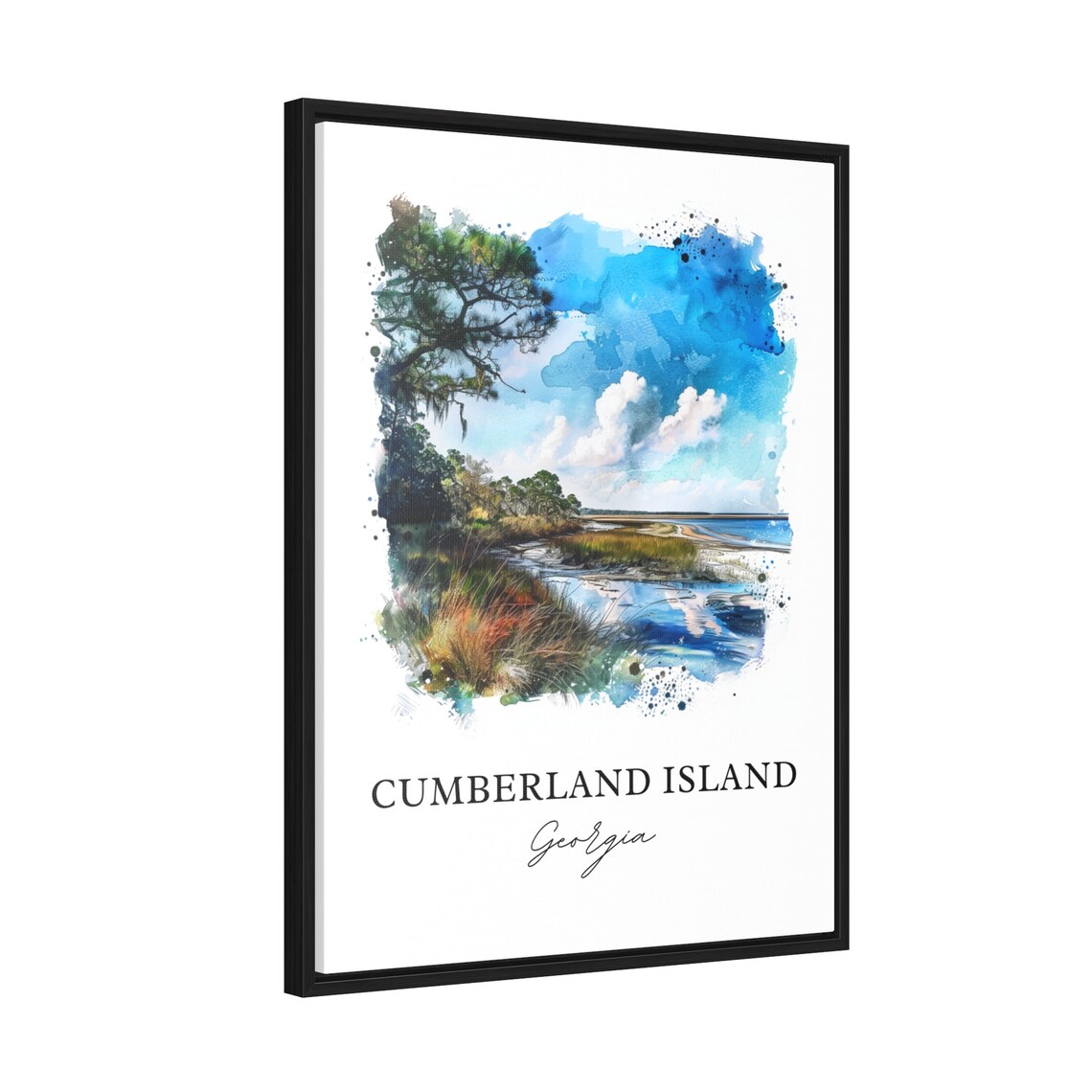 Cumberland Island Georgia Marsh Oak Tree Beach Watercolor Art Poster - Image 2