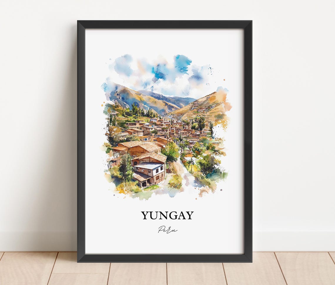 Yungay Wall Art Ancash Region Peru Print Watercolor Gift Travel Poster Housewarming - Image 3