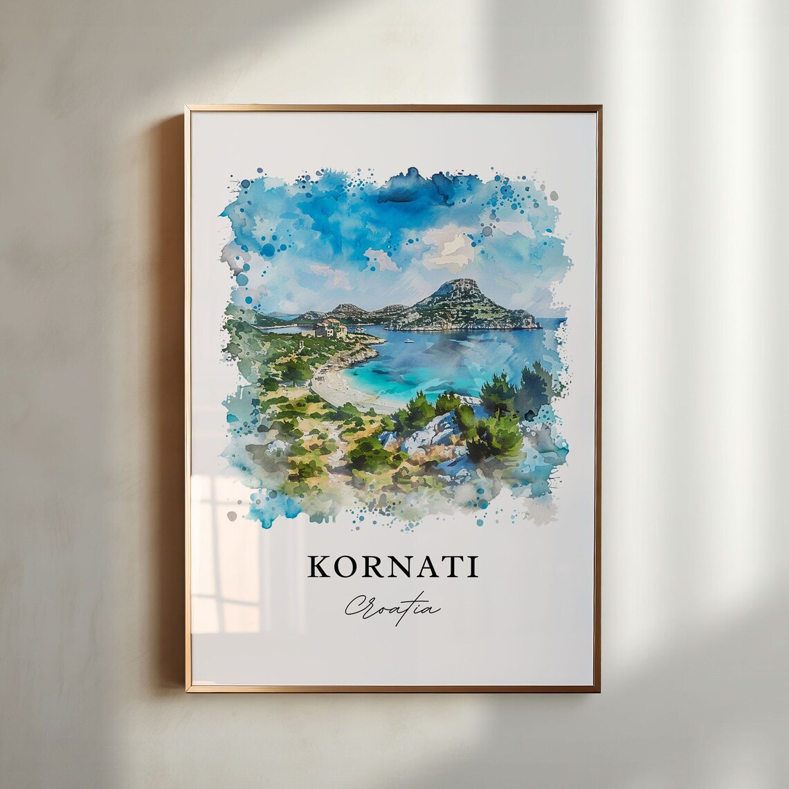 Kornati Croatia Island Coves Watercolor Seascape Travel Poster
