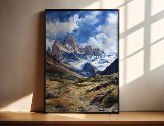 El Chaltn Watercolor Art Travel Print Argentina Artwork Decor Wall