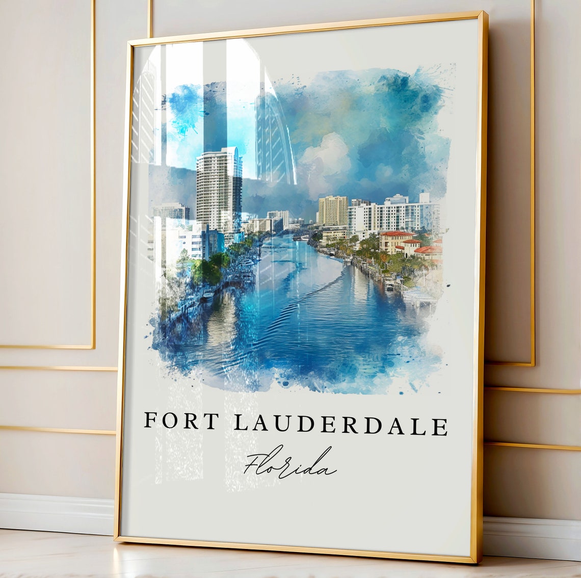 Fort Lauderdale Florida Intracoastal Waterfront Skyline Poster - Image 4