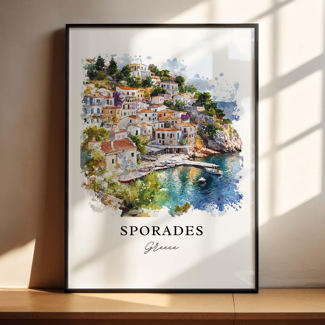 Sporades Greece Island Village Harbor Hillside Colorful Houses Poster - Image 4