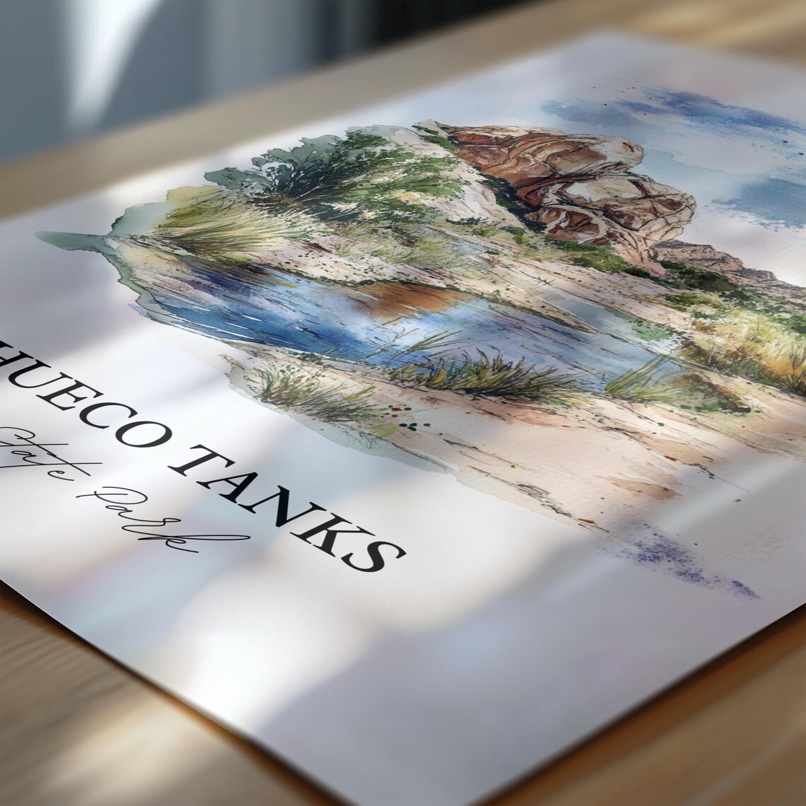 Hueco Tanks State Park Texas Rugged Desert Rock Watercolor Poster - Image 6