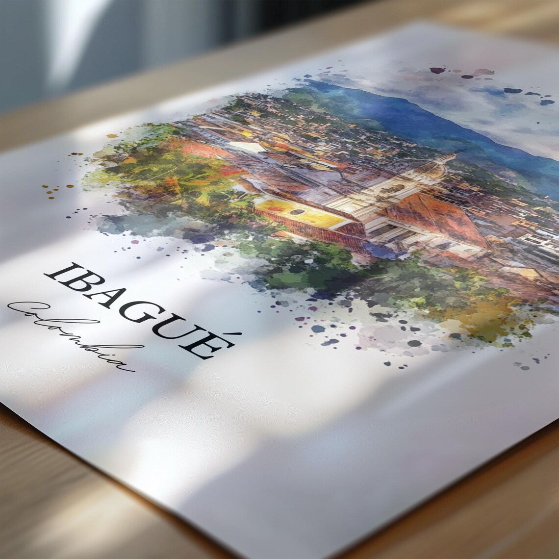 Ibague Colombia Watercolor Church Tower Andean Cityscape Poster - Image 6