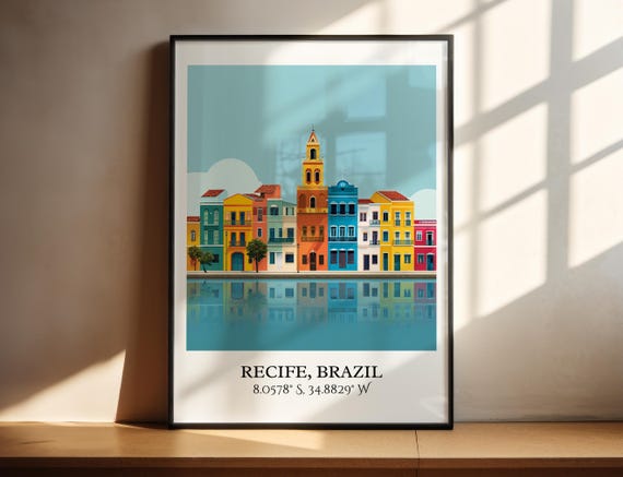 Recife Brazil Art Retro Travel Home Decor Gift Brazilian Prints Housewarming
