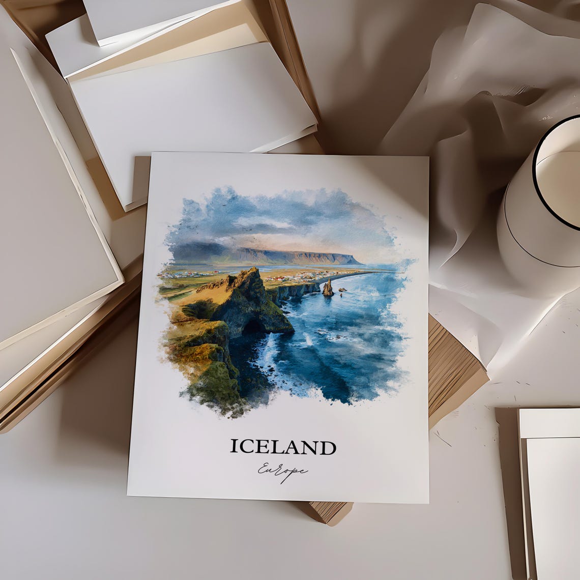 Iceland Watercolor Travel Poster, Art Print - Image 3