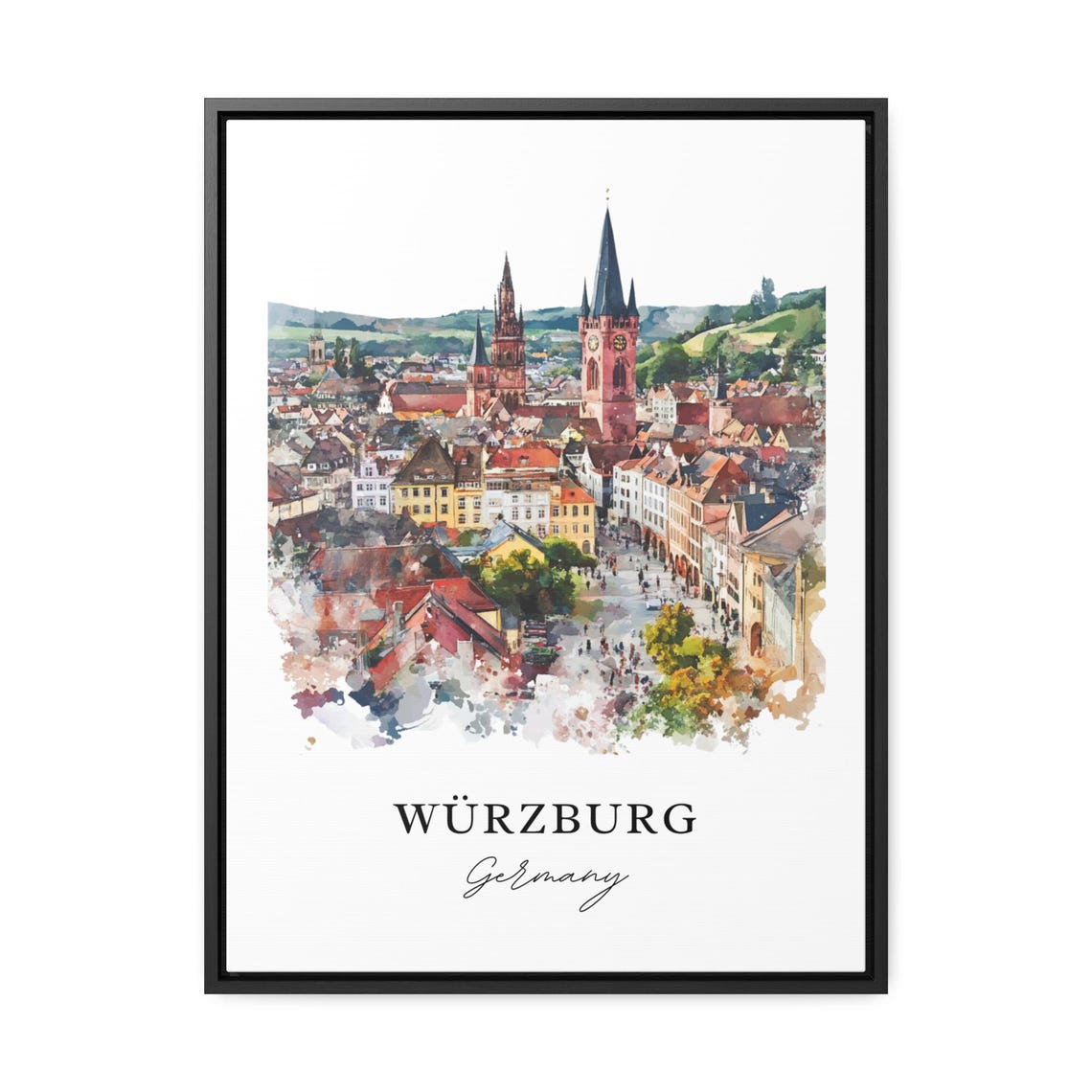 Wurzburg Bavaria Watercolor Travel Poster Art Print - Image 2
