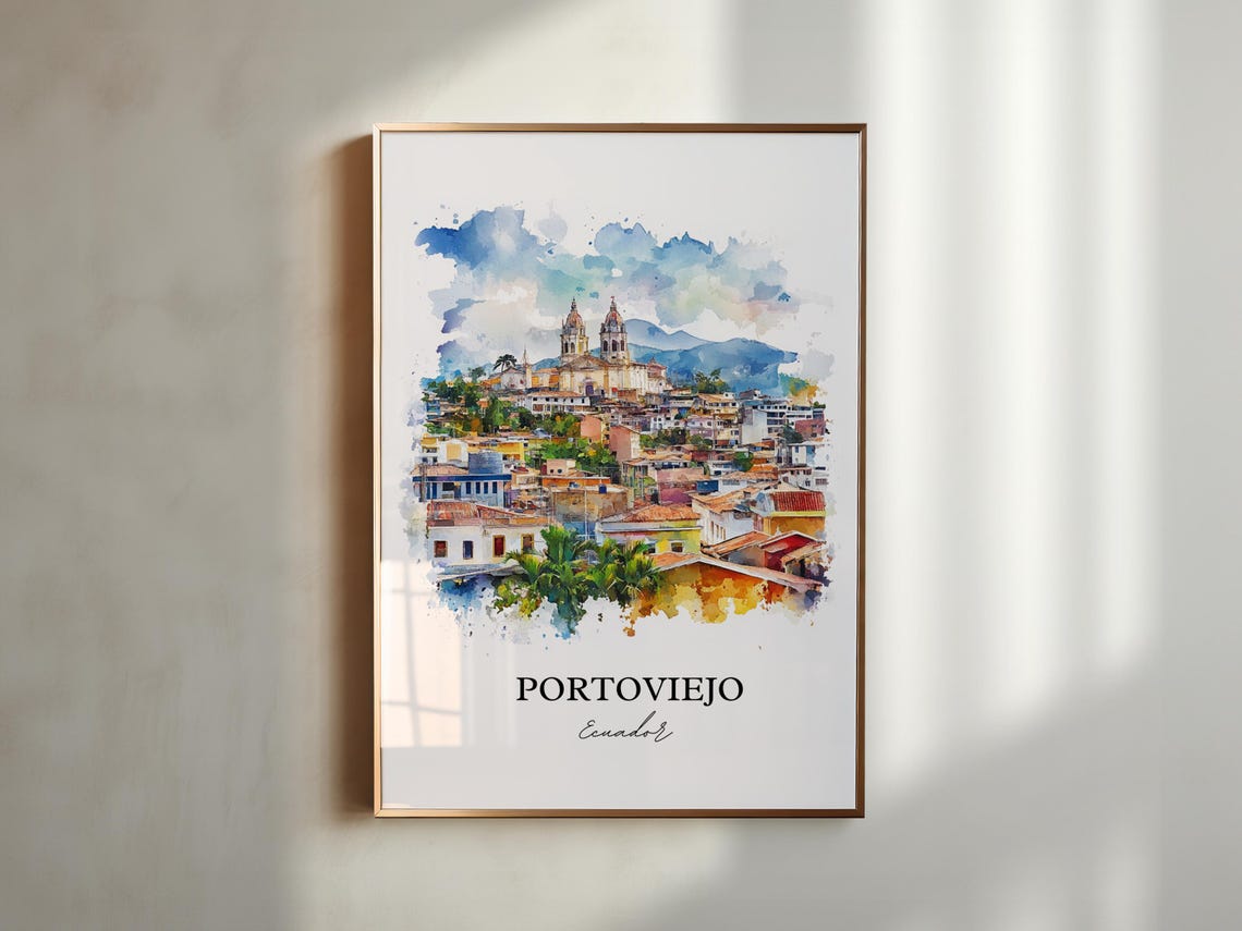 Portoviejo Wall Art Print Ecuador Watercolor Gift Travel Poster Housewarming - Image 5