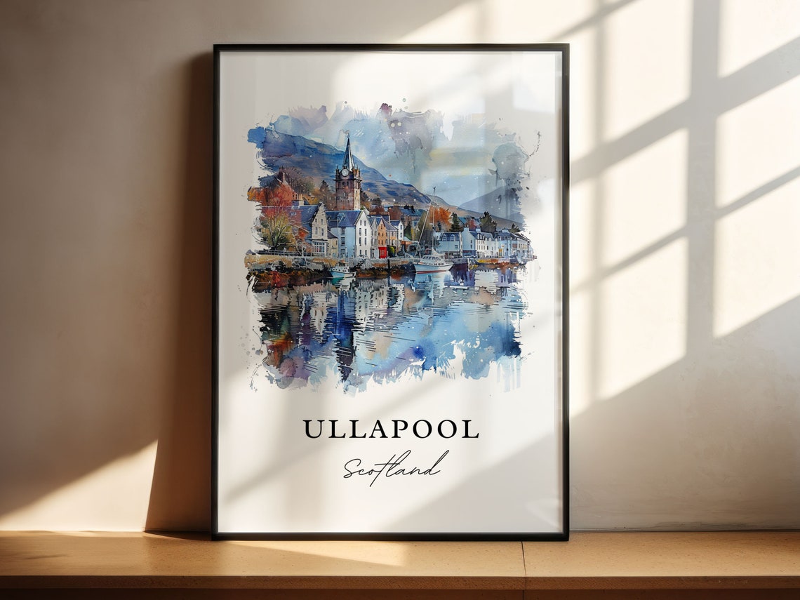 Ullapool Scotland Harbor Village Watercolor Highland Travel Poster - Image 4