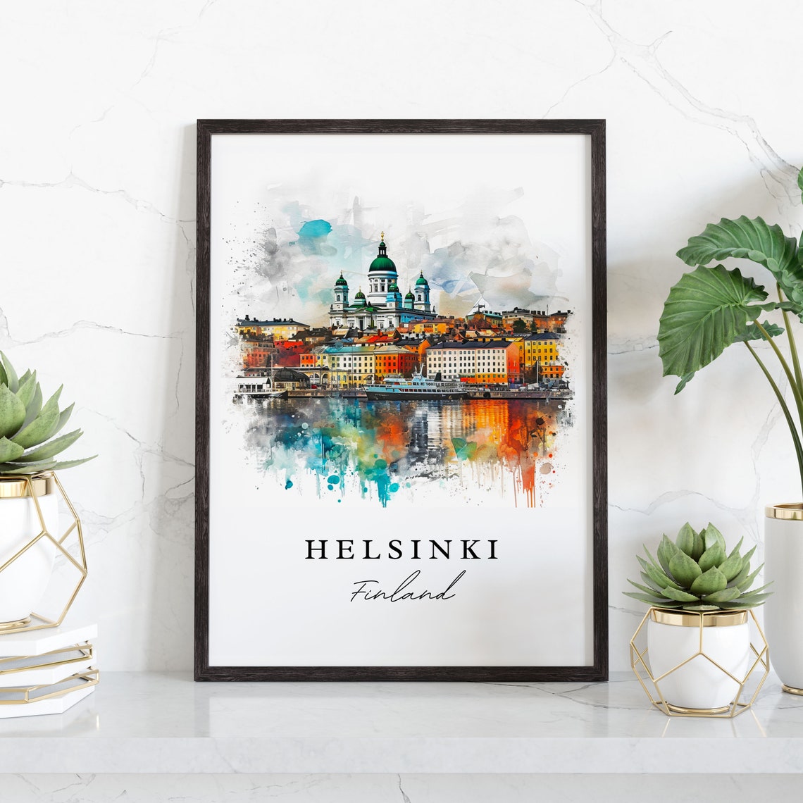 Helsinki Watercolor Travel Poster, Finland Custom Text - Image 3