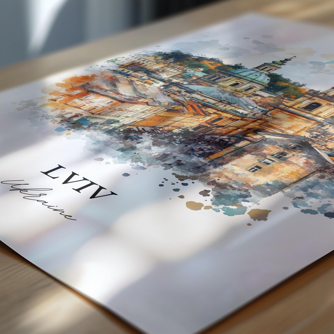 Lviv Ukraine Old Town Church Towers Watercolor Europe Travel Poster - Image 6
