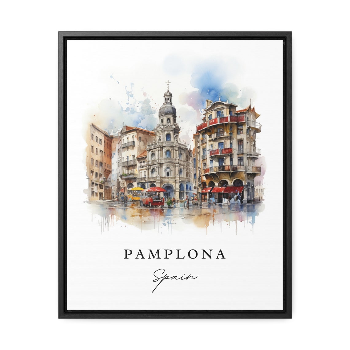 Pamplona Traditional Travel Poster, Custom Text