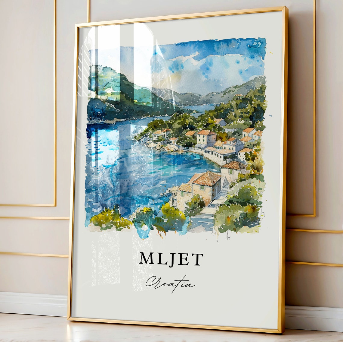 Mljet Croatia Island Bay Village Watercolor Adriatic Travel Poster - Image 3