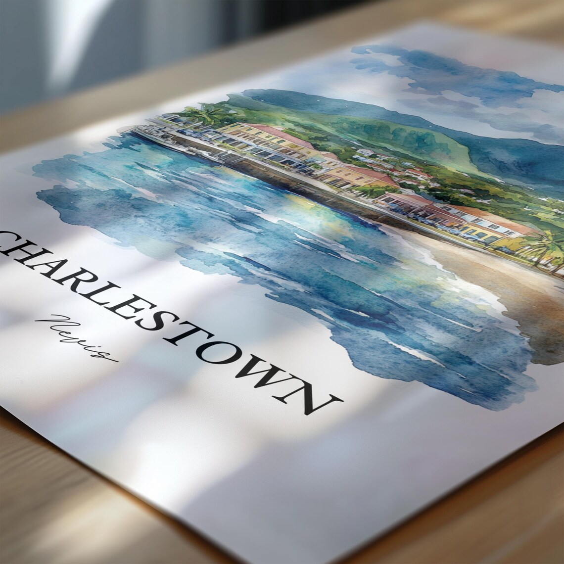 Charlestown Nevis Island Caribbean Harbor Watercolor Travel Poster - Image 6