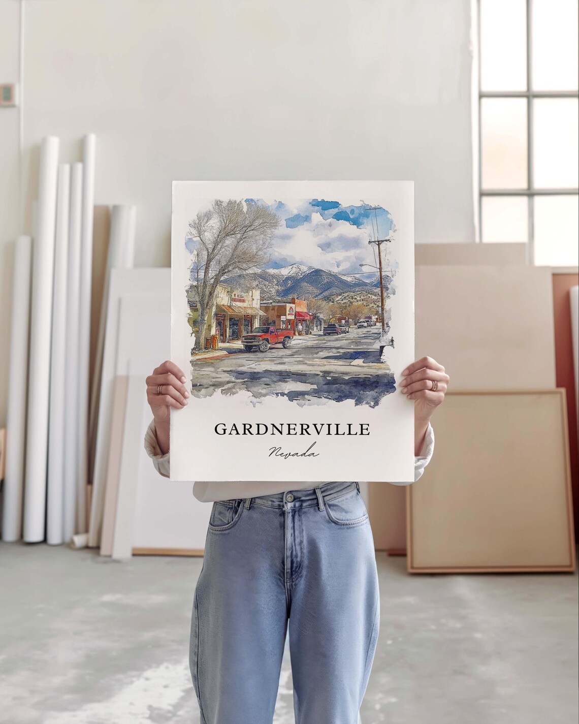 Gardnerville Nevada Western Main Street Snow Capped Sierra View Poster - Image 3