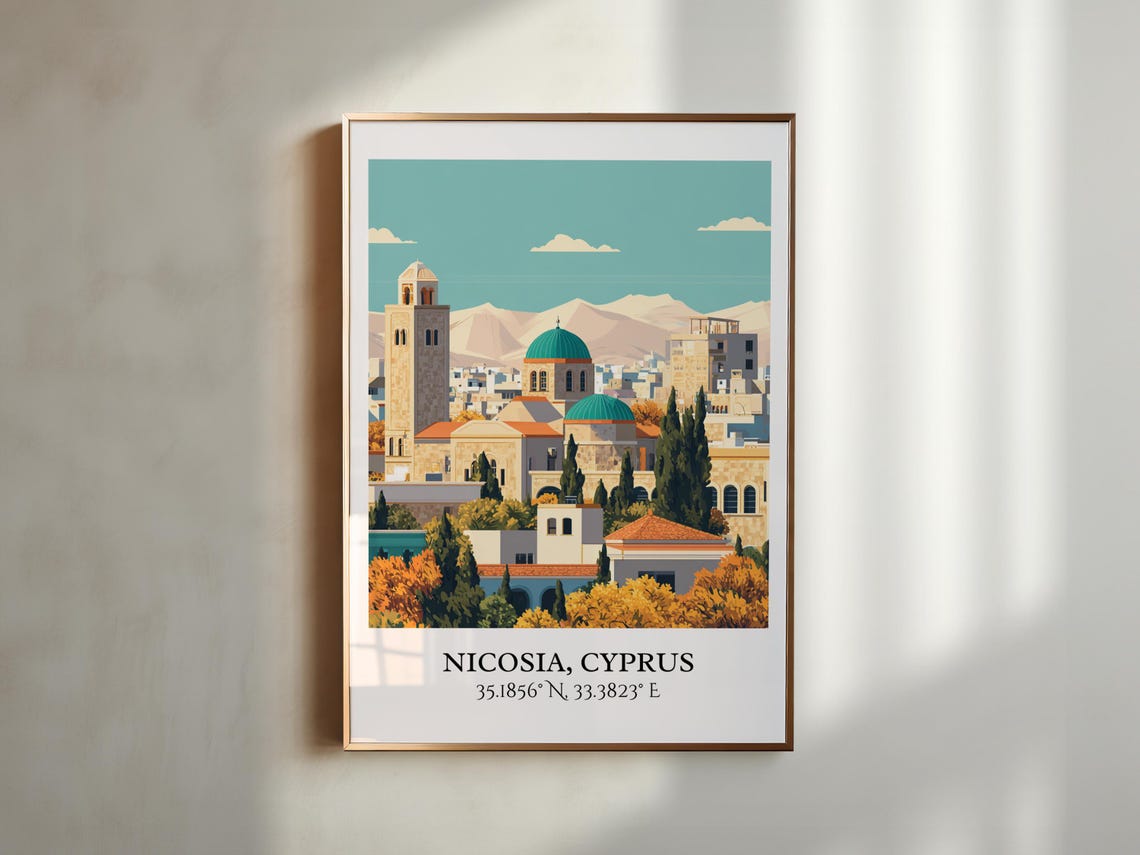 Nicosia Cyprus Old Town Domed Church Bell Tower Travel Poster - Image 5