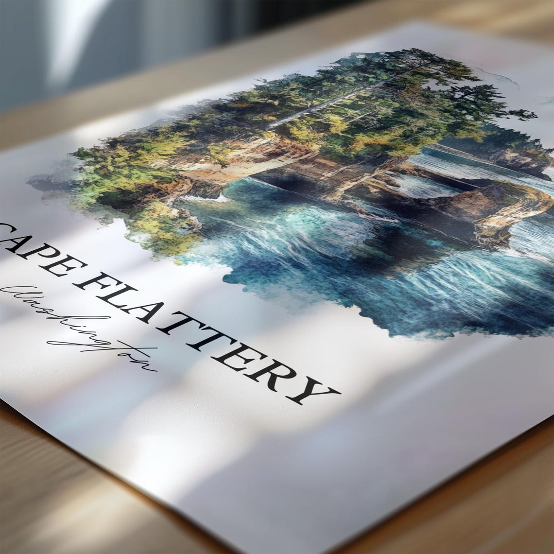 Cape Flattery Washington Rugged Sea Cliffs Coast Watercolor Poster - Image 6