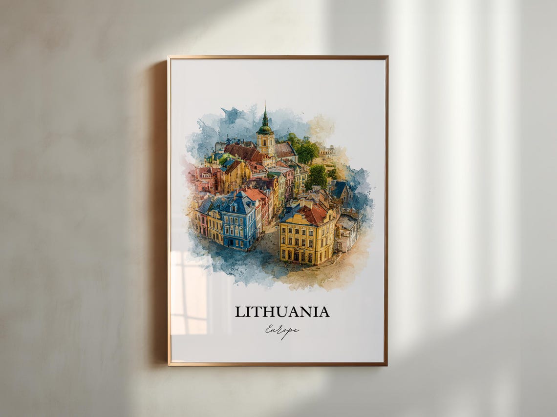 Lithuania Watercolor Travel Poster, Europe Art Print - Image 3