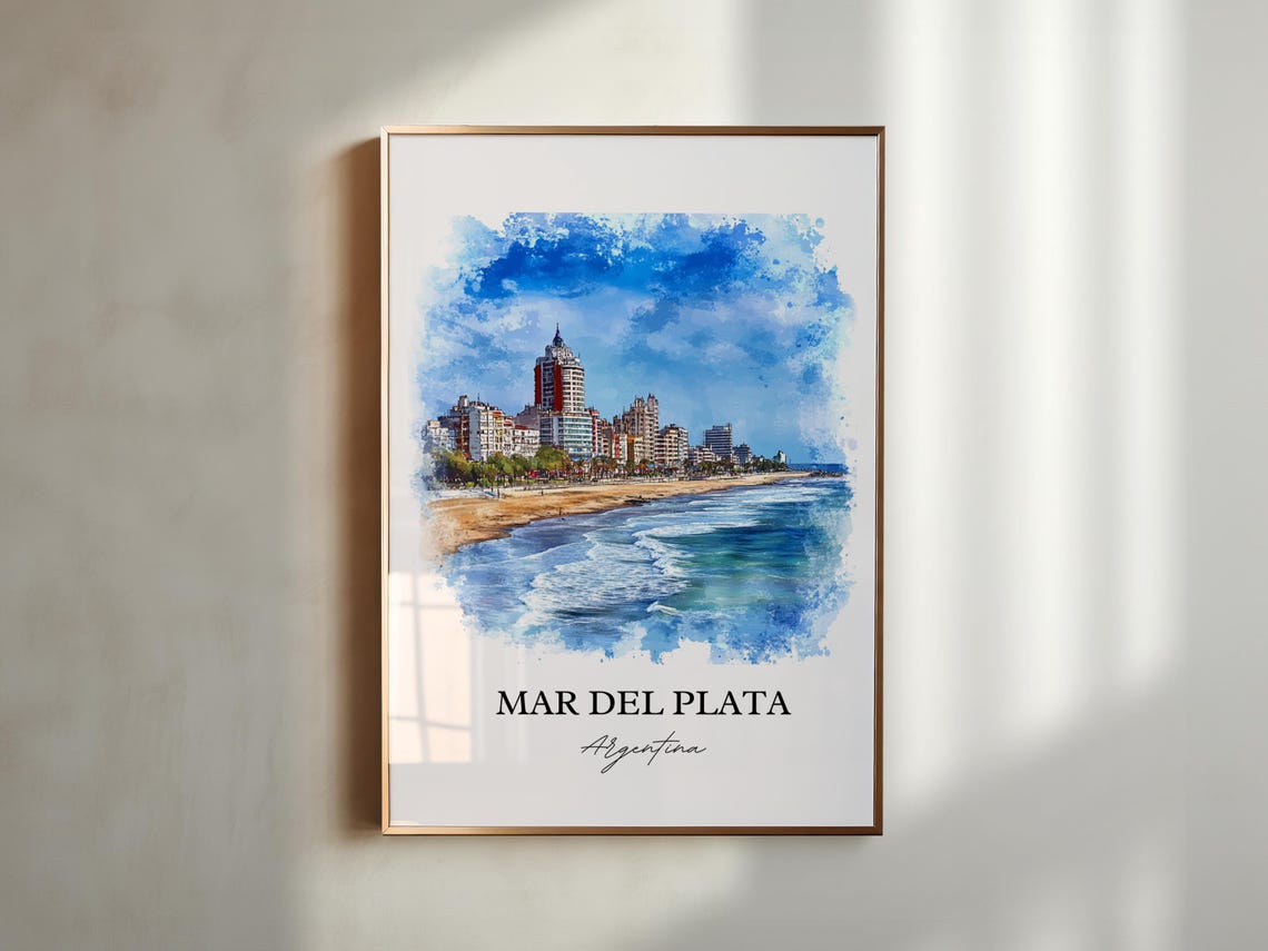 Mar Del Plata Wall Art Print Argentina Watercolor Gift Travel Poster Housewarming - Image 5